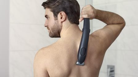 body groomer with back shaving attachment