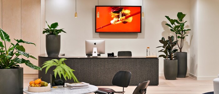 Philips Professional Display Monitor at an office reception desk